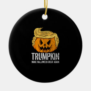 Halloween Great Again Donald Trumpkin Pumpkin Ceramic Ornament