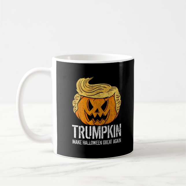 Halloween Great Again Donald  Trumpkin Pumpkin Coffee Mug (Left)