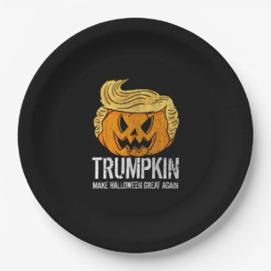 Halloween Great Again Donald Trumpkin Pumpkin Paper Plate