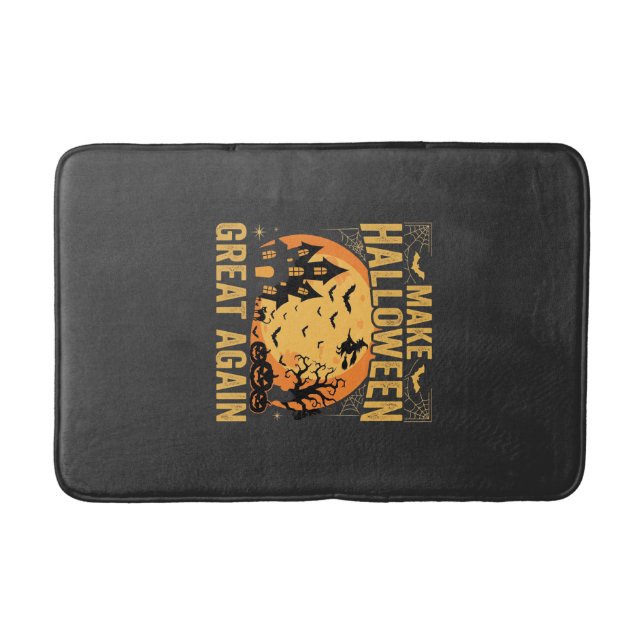 Halloween Great Again Haunted House Pumpkin Bath Mat (Front)