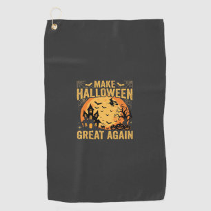 Halloween Great Again Haunted House Pumpkin Golf Towel