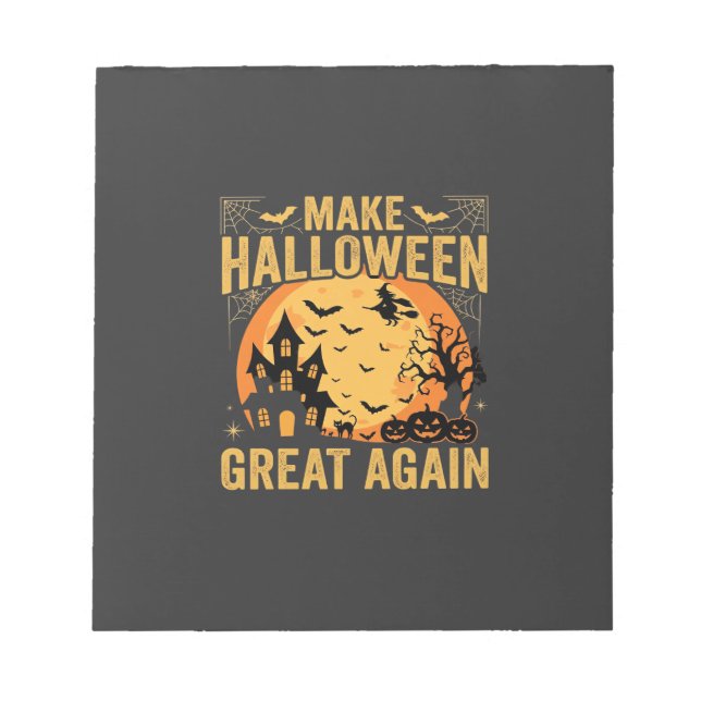 Halloween Great Again Haunted House Pumpkin Notepad (Front)