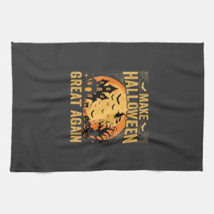 Halloween Great Again Haunted House Pumpkin Tea Towel