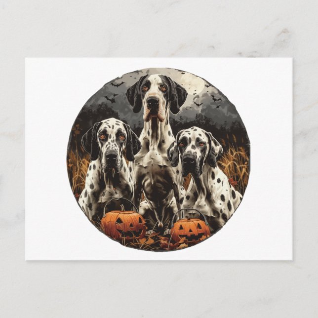 Halloween Great Dane Dogs Jack O Lantern Postcard (Front)
