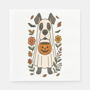 Halloween Great Dane Flowers Napkin
