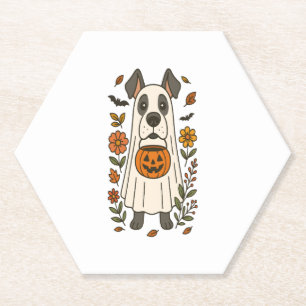 Halloween Great Dane Flowers Paper Coaster