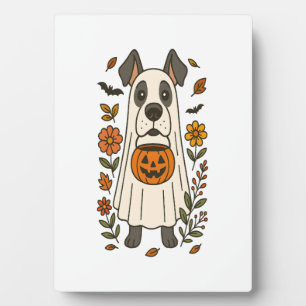 Halloween Great Dane Flowers Plaque