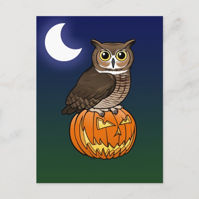 Halloween Great Horned Owl Postcard (Front)