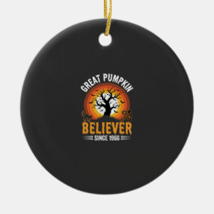 Halloween Great Pumpkin Believer Retro Skeleton Ceramic Ornament