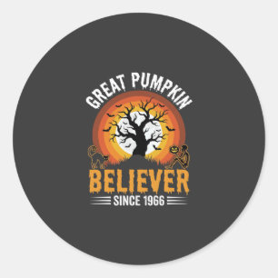 Halloween Great Pumpkin Believer Retro Skeleton Classic Round Sticker