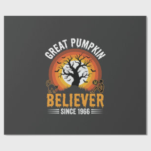 Halloween Great Pumpkin Believer Retro Skeleton Wrapping Paper