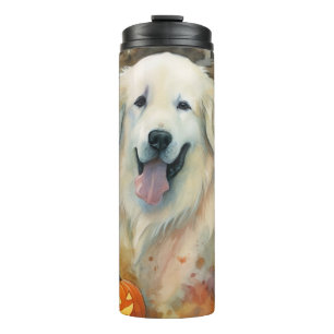 Halloween Great Pyrenees With Pumpkins Scary Thermal Tumbler