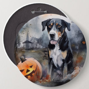 Halloween Greater Swiss With Pumpkins Scary 6 Cm Round Badge