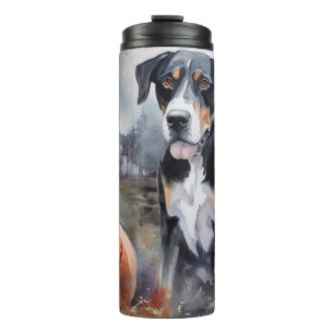 Halloween Greater Swiss With Pumpkins Scary Thermal Tumbler