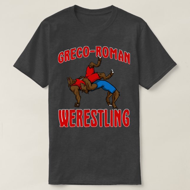 Halloween GrecoRoman Wrestler Werewolf T-Shirt (Design Front)