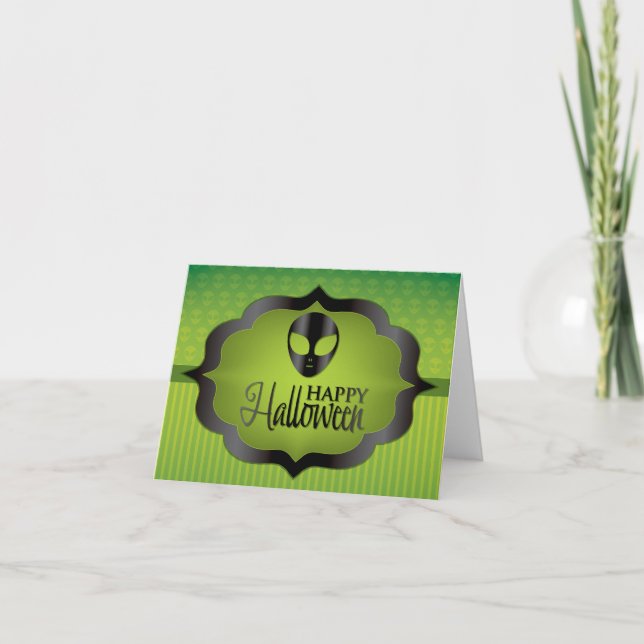 Halloween green alien card (Front)