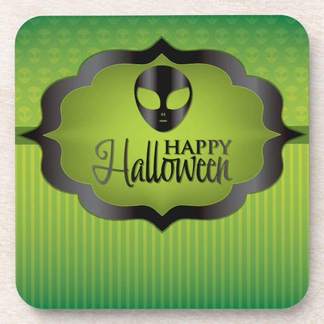 Halloween green alien coaster (Front)