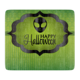 Halloween green alien cutting board