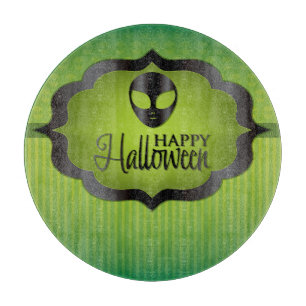 Halloween green alien cutting board