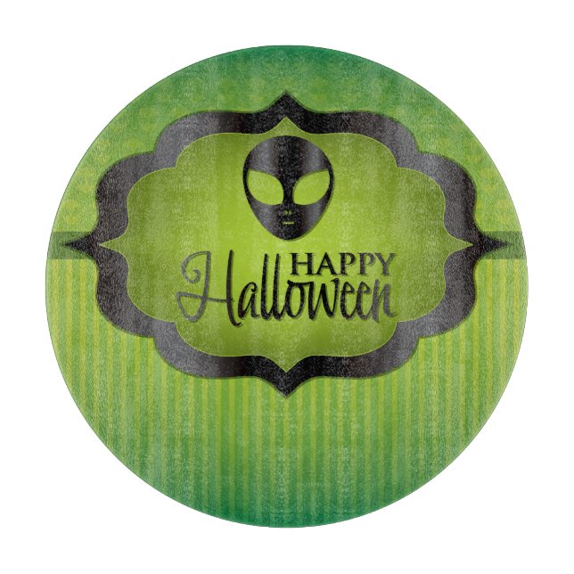 Halloween green alien cutting board (Front)