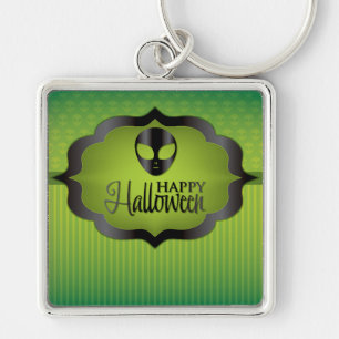 Halloween green alien key ring
