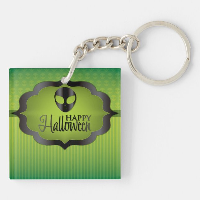 Halloween green alien key ring (Back)