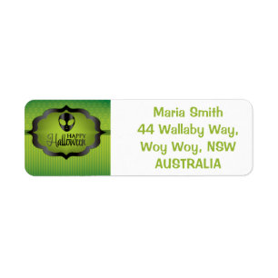 Halloween green alien return address label