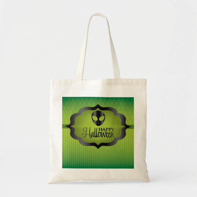Halloween green alien tote bag (Front)