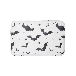 Halloween Green Bat Pattern Bath Mat