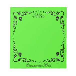 Halloween Green & Black Magic Border Personalised Notepad