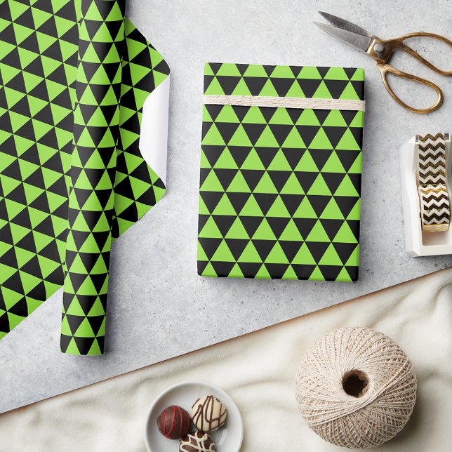 Halloween Green Black Pattern Birthday Custom Text Wrapping Paper (Halloween Green Black Pattern Birthday Custom Text Wrapping Paper)