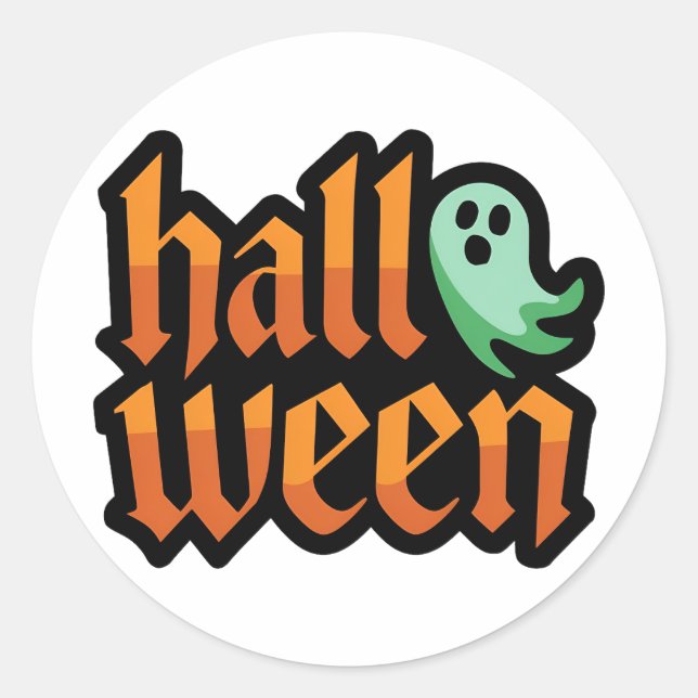 Halloween Green Ghost Sticker (Front)