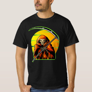 Halloween Green Grim Reaper Scythe Sunset Death T-Shirt