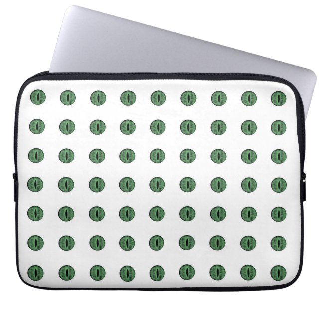 Halloween Green Polka Dot Eyes Laptop Sleeve (Front)
