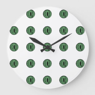 Halloween Green Polka Dot Eyes Large Clock