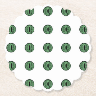Halloween Green Polka Dot Eyes Paper Coaster