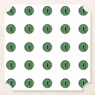 Halloween Green Polka Dot Eyes Paper Coaster