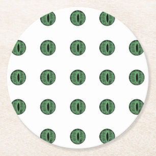 Halloween Green Polka Dot Eyes Round Paper Coaster