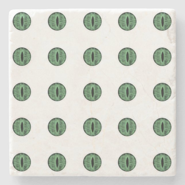 Halloween Green Polka Dot Eyes Stone Coaster (Front)