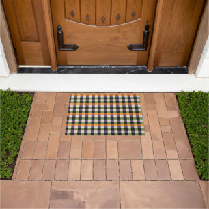 Halloween green, purple & black gingham pattern doormat