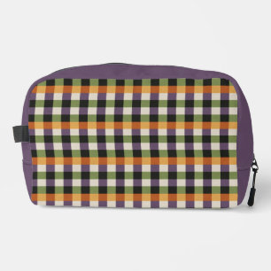 Halloween green, purple & black gingham pattern dopp kit