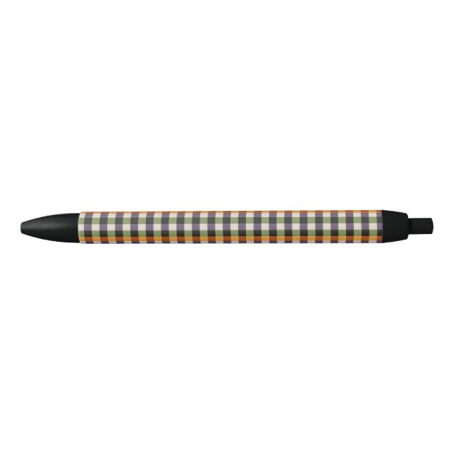 Halloween green, purple & black gingham pattern ink pen (Front)