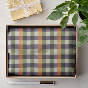 Halloween green, purple & black gingham pattern tissue paper