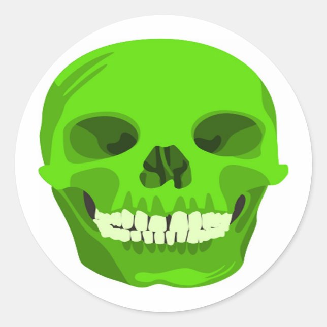 Halloween Green Scull Your Party Sticker (Front)