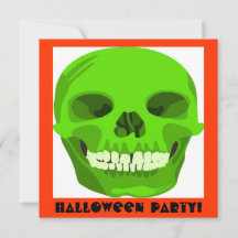 Halloween Green Skull Invite