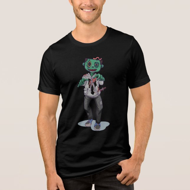Halloween Green Zombie | Holidays Tri-Blend Shirt (Front)