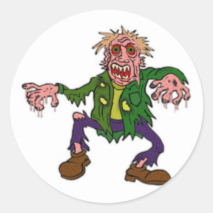 Halloween Green Zombie Monster Classic Round Sticker
