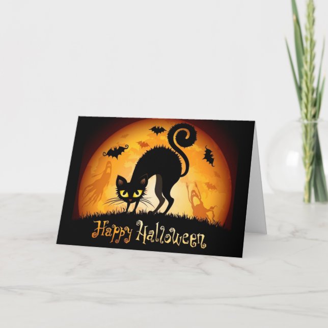 Halloween Greeting Card/Black Cat Card (Front)