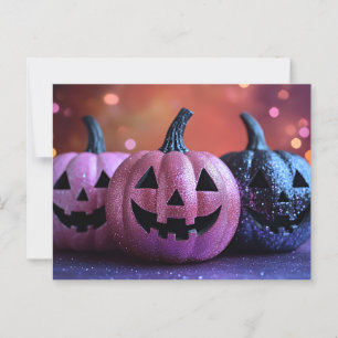 Halloween greeting card creepy pumpkin