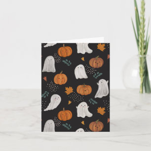 Halloween Greeting Card –Ghosts, Pumpkins & Leaves